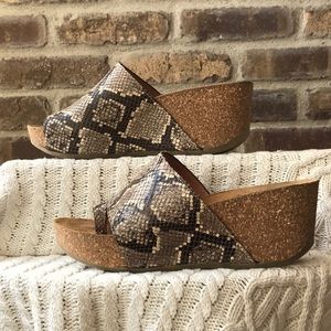Donald Pliner Snake Print Wedge Sandals